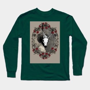 Lady Wendigo with ornate red rose wreath Long Sleeve T-Shirt